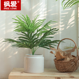 仿真植物墙绿植墙塑料假草12叶扇葵叶室内餐厅摆设造景背景墙装饰