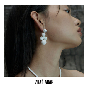 ZHAO ACAP原创设计小众高级感显脸小冷淡风个性潮蝴蝶结奶油耳钉