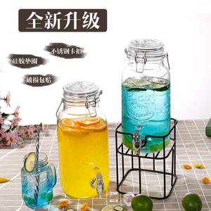 果汁罐带龙头酵素瓶 透明玻璃酿酒瓶8斤装家用水果饮料桶泡酒瓶