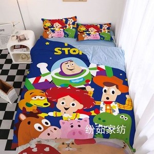 迪士尼巴斯光年床上四件套床单床笠被套儿童玩具总动员床品三件套