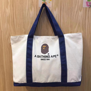 日本潮牌安逸猿单肩包托特包横款帆布包环保购物袋手提包学生书包