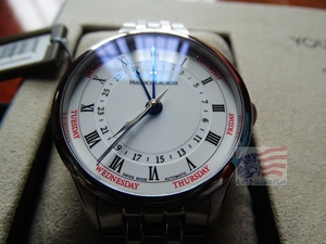 瑞士正品艾美白面蓝针MP6507-SS002-112-1五针同轴双历机械男手表