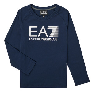 EA7 EMPORIO ARMANI男童装圆领长袖T恤蓝色内搭上衣春秋2024新款