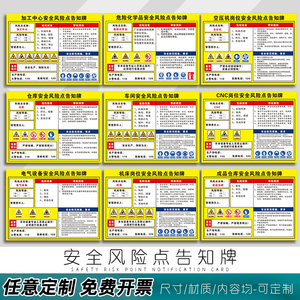 安全风险点告知牌 风险点告知卡 岗位危险源 工厂企业车间场所电力消防机械职业危害全套标识定制有限空间牌