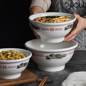 新款商用陶瓷加厚面碗可定制logo湘菜馆特色复古餐具好看的粉面碗