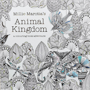 英文版动物王国成人减压填色本Animal Kingdom涂色书涂鸦线装加厚