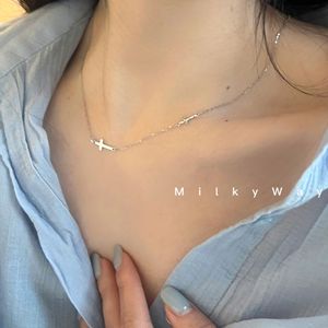 有迹MilkyWay双十字架s925银饰细项链女韩国叠戴小众不掉色锁骨链