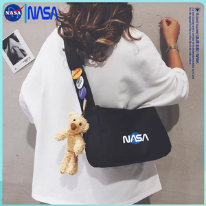 NASA联名斜挎包女新款休闲纯色单肩手提包运动时尚腰包帆布背包男