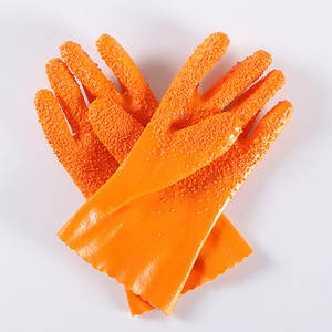 耐油耐酸碱防水工业手套 加厚棉毛浸塑手套橡胶 贴合手部防护手套