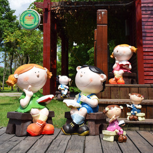 户外花园读书娃娃雕塑造景幼儿园装饰品卡通人物摆件园林景观小品