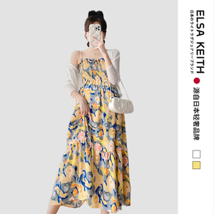 日本ELSA KEITH孕妇装新款吊带裙宽松时尚雪纺套装夏季防晒长袖大