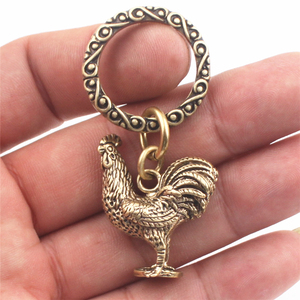纯铜12十二生肖鸡钥匙扣挂件黄铜创意动物手工个性男女吊坠挂饰品