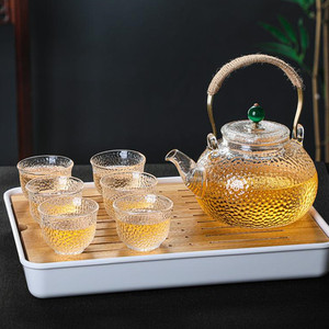 耐热玻璃茶壶高温煮茶家用锤纹泡茶过滤茶水分离水壶功夫茶具套装
