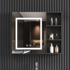 智能铝合金镜柜挂墙式卫生间浴室镜子带置物架壁挂厕所带毛巾杆架