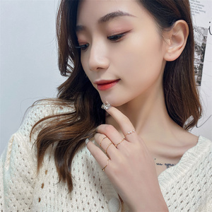 韩国潮五件套戒指小众ins设计感手作指扣时尚简约网红个性女指环