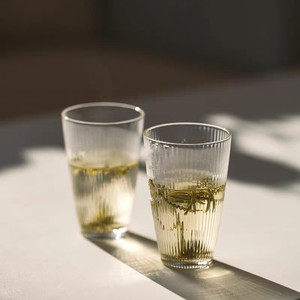 日式玻璃杯耐高温手工锤纹小茶杯绿茶品鉴杯透明条纹主人杯子酒杯