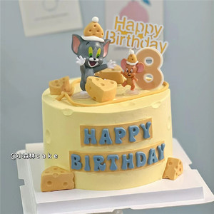 猫和老鼠网红汤姆猫小老鼠蛋糕装饰摆件卡通儿童甜品奶酪模具插件