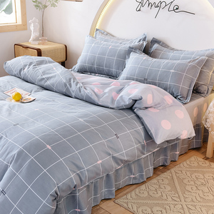 韩版纯棉床裙式床罩四件套全棉卡通床套被套床上用品1.5m1.8米2米