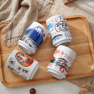 日本进口陶瓷马克杯富士山日式和风学生情侣寿司店茶杯喝水釉下彩