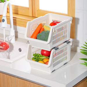 日本叠层收纳篮可叠加果蔬收纳筐家用杂物零食整理框调料品置物架