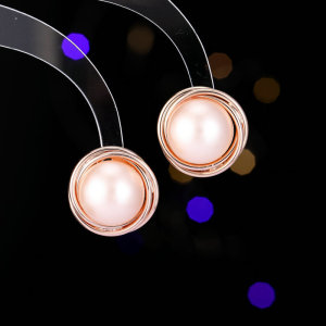 仙女风优雅气质耳饰s925银针高级感潮春夏新款玫瑰金粉色珍珠耳钉