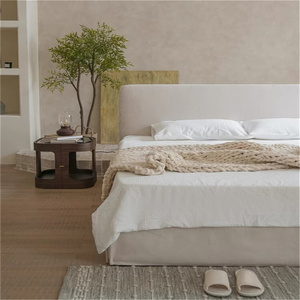 北欧现代平板可拆洗简约双人布艺软包床设计师民宿床1.8米双人床