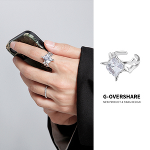G-Overshare 原创小众设计闪闪发亮锆石白钻高级感个性时尚戒指潮