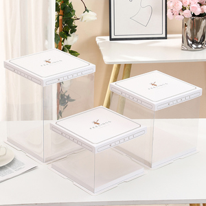 透明生日蛋糕盒子包装盒4寸六6八8单双层10加高12透明方形打包盒