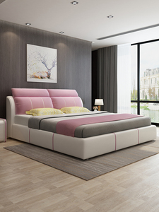 北欧布艺床现代简约小户型可拆洗双人床储物床1.8m主卧床实木婚床