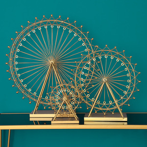北欧创意金属旋转摩天轮摆件模型道具玄关家居工艺品咖啡厅装饰品
