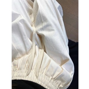 高个子加长版白色亚麻裤子男夏季薄款透气日系棉麻休闲长裤120cm