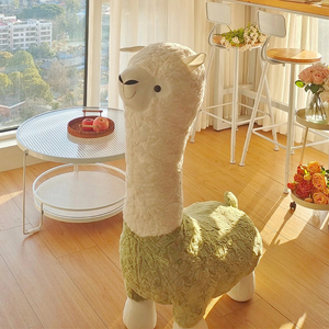可爱羊驼坐椅网红动物座椅家用客厅创意儿童卡通造型玩偶小坐凳子