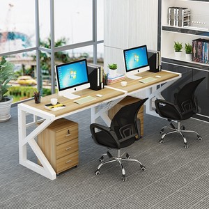 情侣组合简约现代电脑桌办公桌台式职员单三双两人位并排一体靠墙