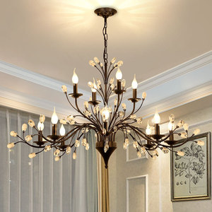 美式枝形水晶吊灯创意轻奢法式风客厅餐厅卧室服装店大气装饰灯具