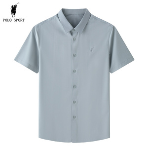 Polo Sport短袖衬衫男士商务休闲夏季莫代尔修身半袖西装衬衫男装