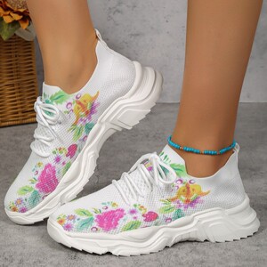 老爹鞋女网面厚底运动休闲鞋women casual floral sports shoes