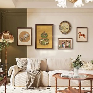 中古风客厅装饰画新中式组合挂画法式复古美式风格沙发背景墙壁画