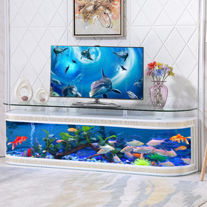 欧式电视柜生态金鱼缸定制家用客厅背景墙免换水族箱玻璃1米2静音