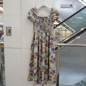 布衣社ebs4126-2夏季新款设计感小众法式收腰油画碎花女装连衣裙