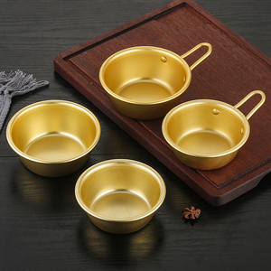 韩式米酒碗韩国料理店专用小黄碗韩剧同款热酒凉酒碗带把手黄铝碗