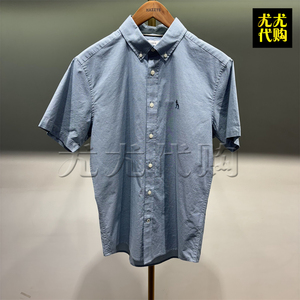 Hazzys哈吉斯国内专柜代购2024夏季男士休闲短袖衬衫ATCZK1BBK73
