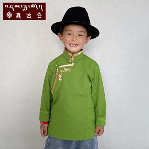 夏季藏族服装男女孩上衣宝宝童款薄藏装衬衣康巴西藏民族风舞蹈服