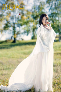 古装影视新品兰陵王妃张含韵同款白色仙女飘逸拖尾舞台演出摄影服