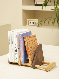 家居木质实木台面书立架创意书本桌面创意书架摆件桌上迷你收纳架