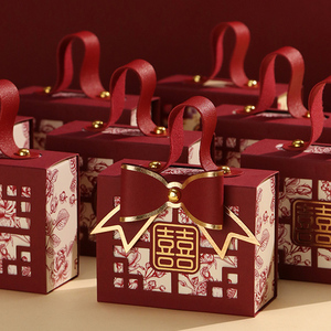 结婚喜糖盒子2024新款婚礼糖果礼盒订婚手提高级感糖袋包装盒空盒
