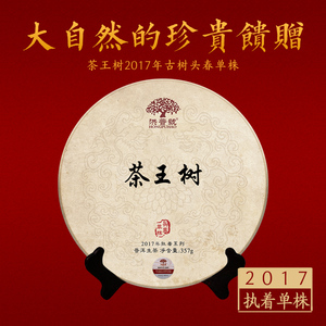 洪普号2017春执着茶王树单株生茶云南易武古树纯料普洱茶饼茶