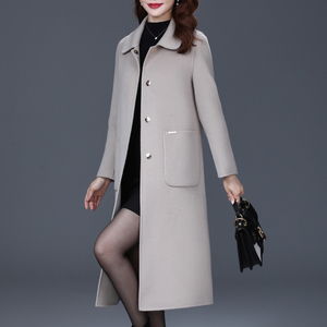 高端双面羊绒大衣女中长款秋冬新款韩版显瘦中年妈妈羊毛呢子外套