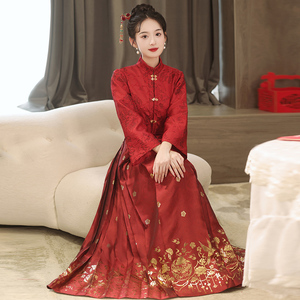 马面裙敬酒服新娘回门套装连衣裙结婚红色订婚日常可穿新中式礼服