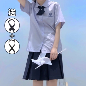 泰国校服JK制服衬衫女学院风泰式长短袖百箱褶短裙高中生班服套装