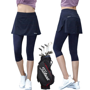 女士高尔夫短裤夏季速干七分裙裤连体裤裙假两件网球羽毛球裤裙子